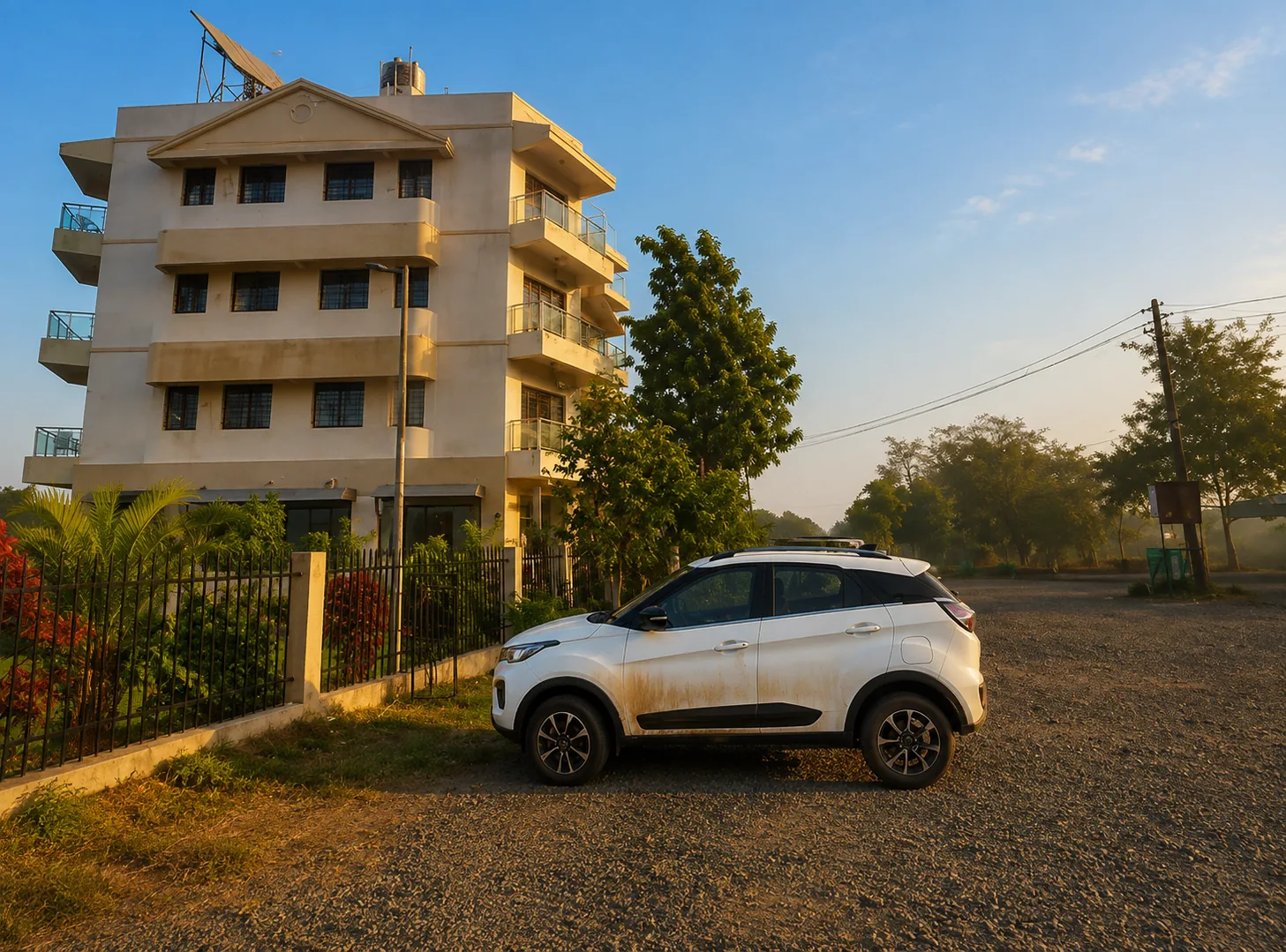 Toran Hill Resort building in evening light